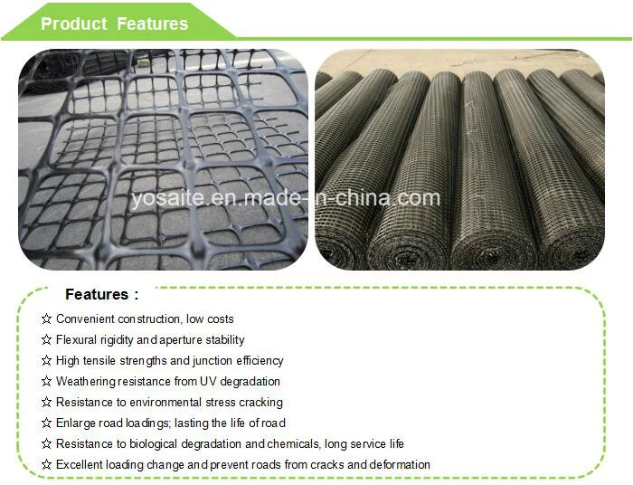 High Strength UV Resistance Loading Plastic Biaxial Polypropylene(PP) Geogrids for Roads or Lands